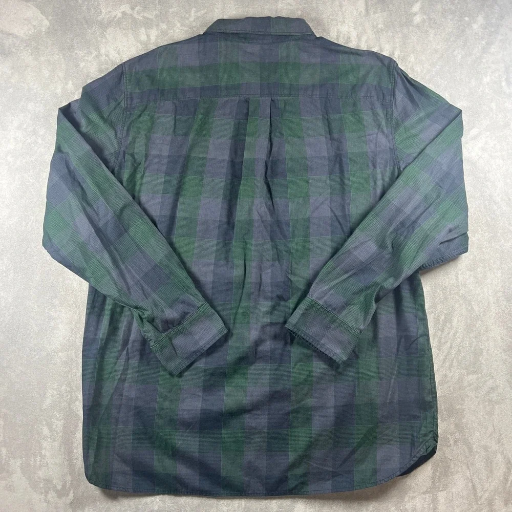 The North Face Flannel Shirt Mens XL Green Blue Plaid Long Sleeve Button Up